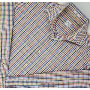 Peter Millar Button Down Long Sleeve Shirt Mens Size Small Colorful Plaid Cotton